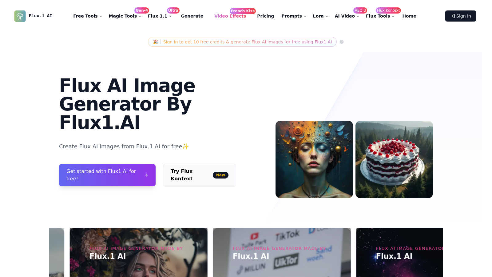 Flux AI application interface and features