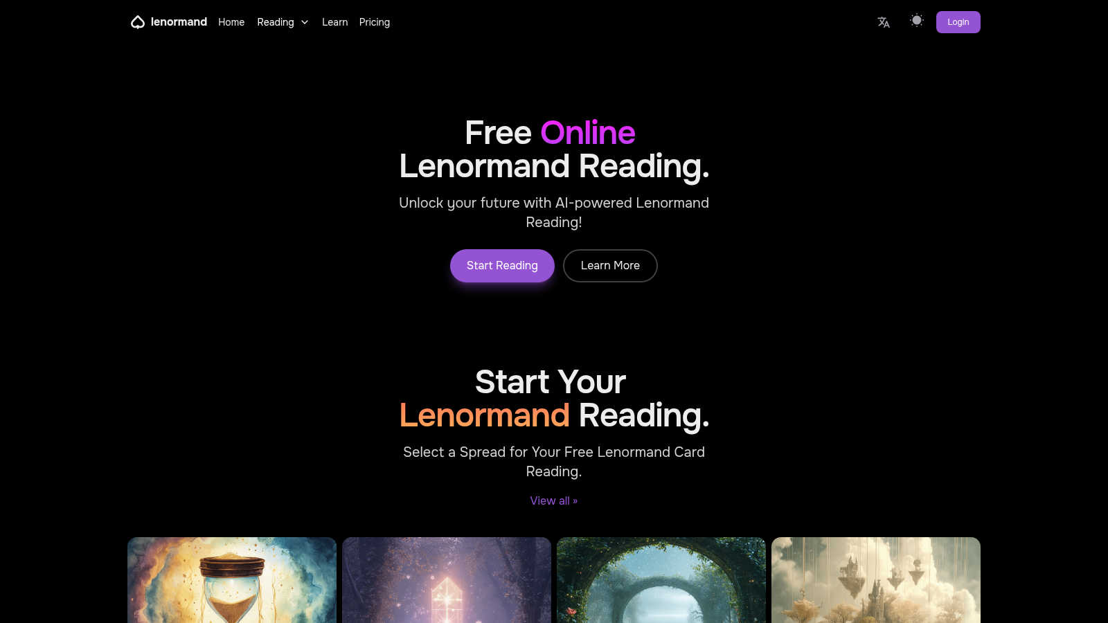 Lenormand Life application interface and features