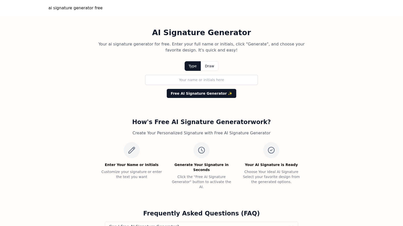 AI Signature Generators application interface and features