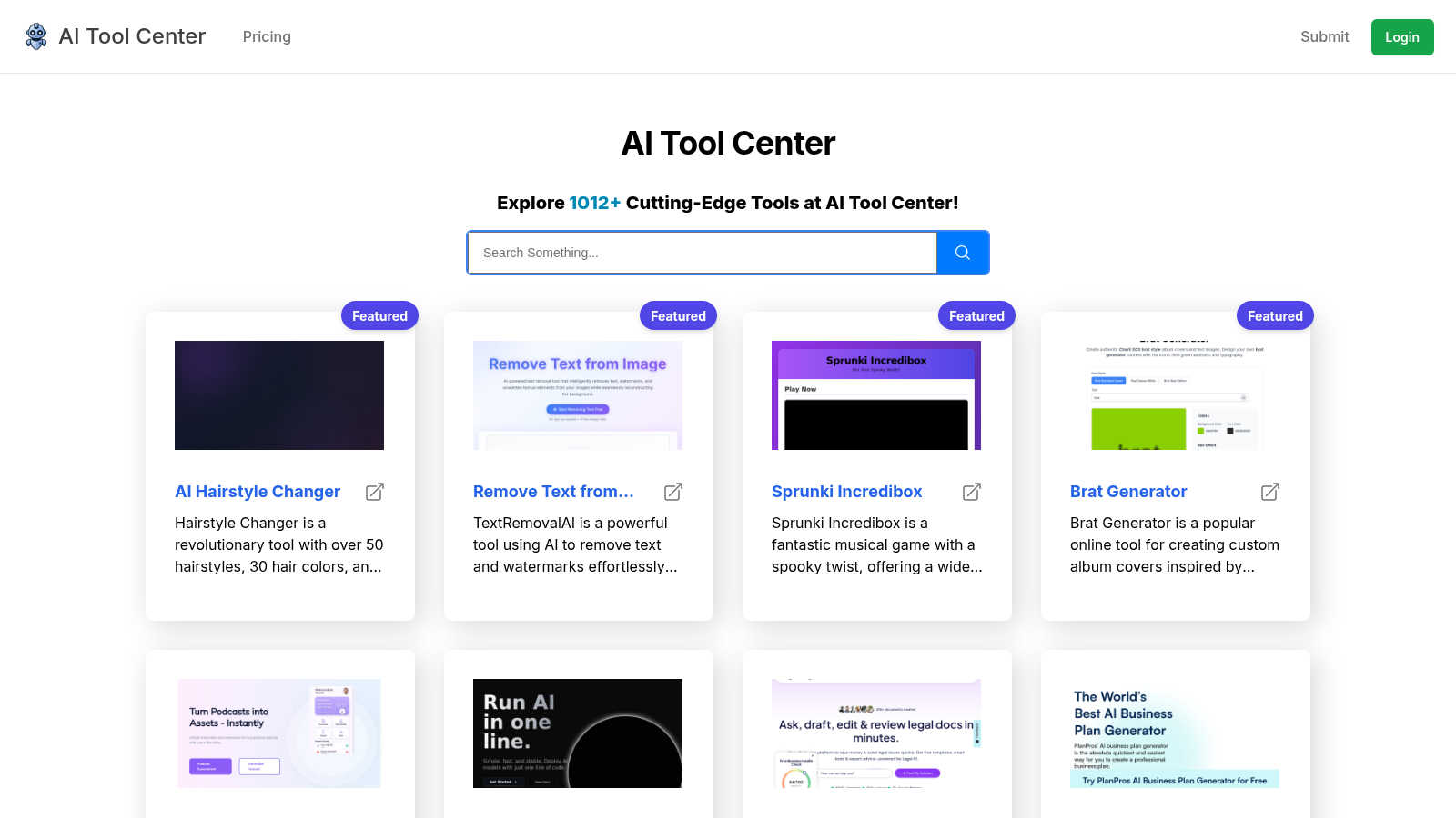 AI Tool Center application interface and features