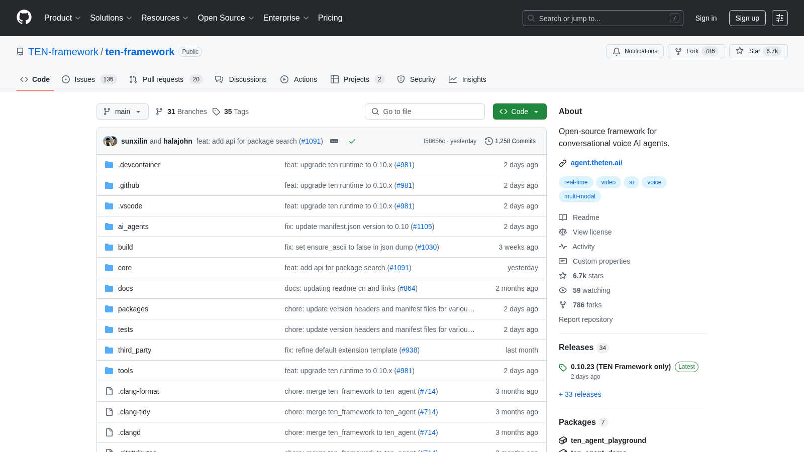 TEN Agent application interface and features