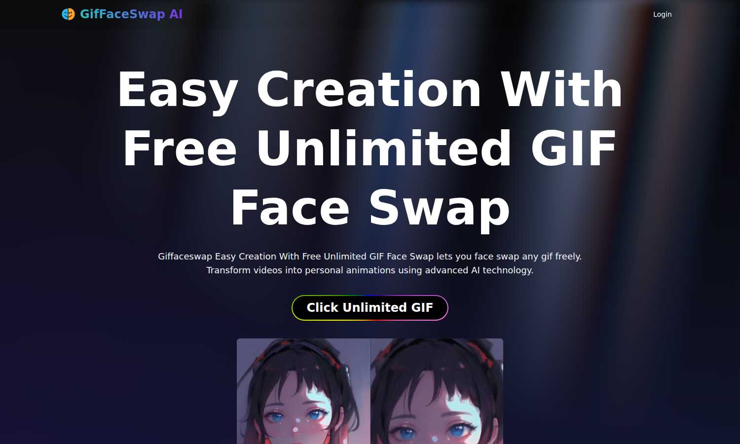 Giffaceswap application interface and features