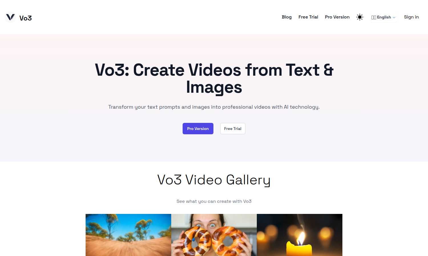 Vo3 application interface and features