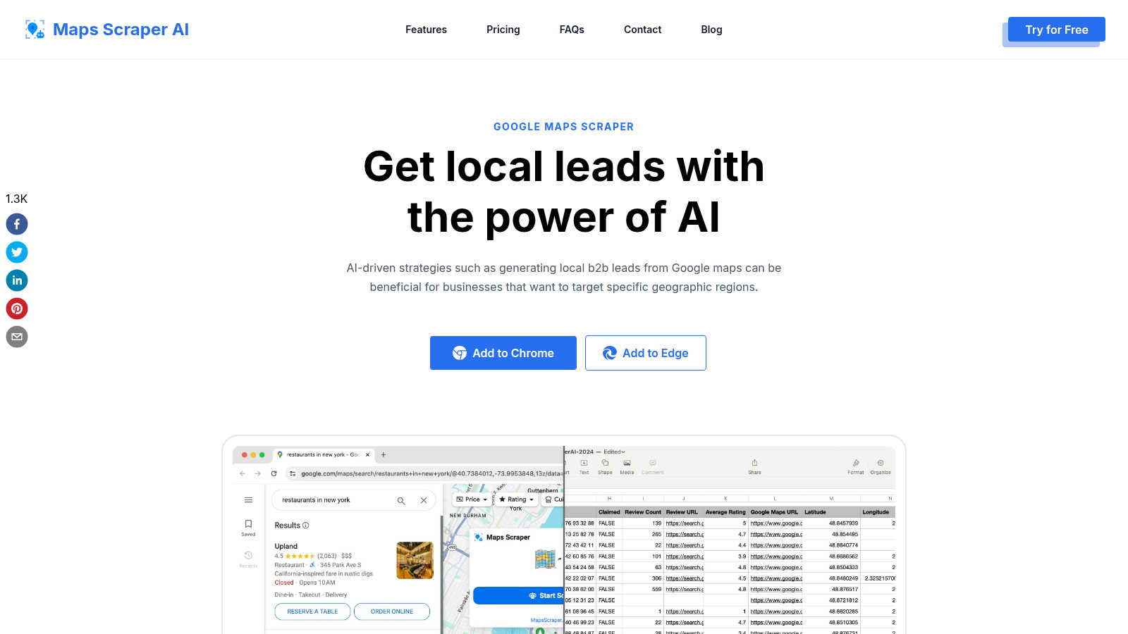 Maps Scraper AI application interface and features