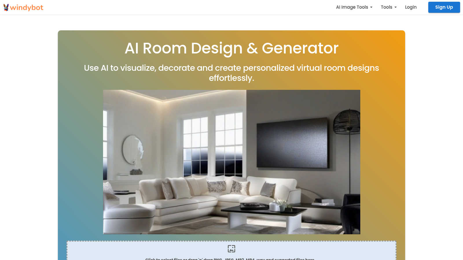 AI Room Design Generator application interface and features