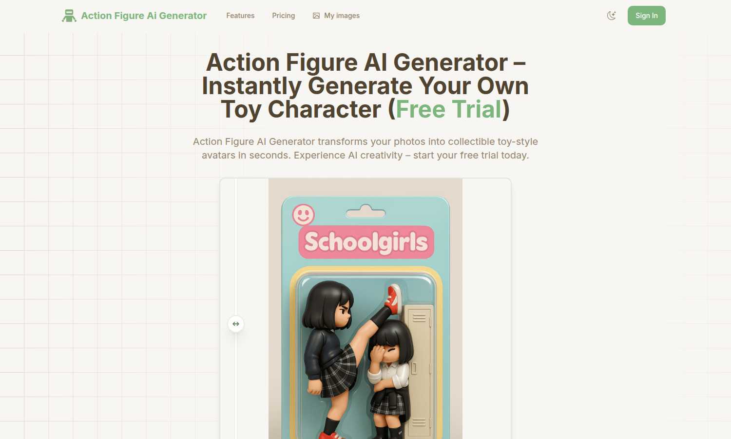 Action Figure AI Generator application interface and features