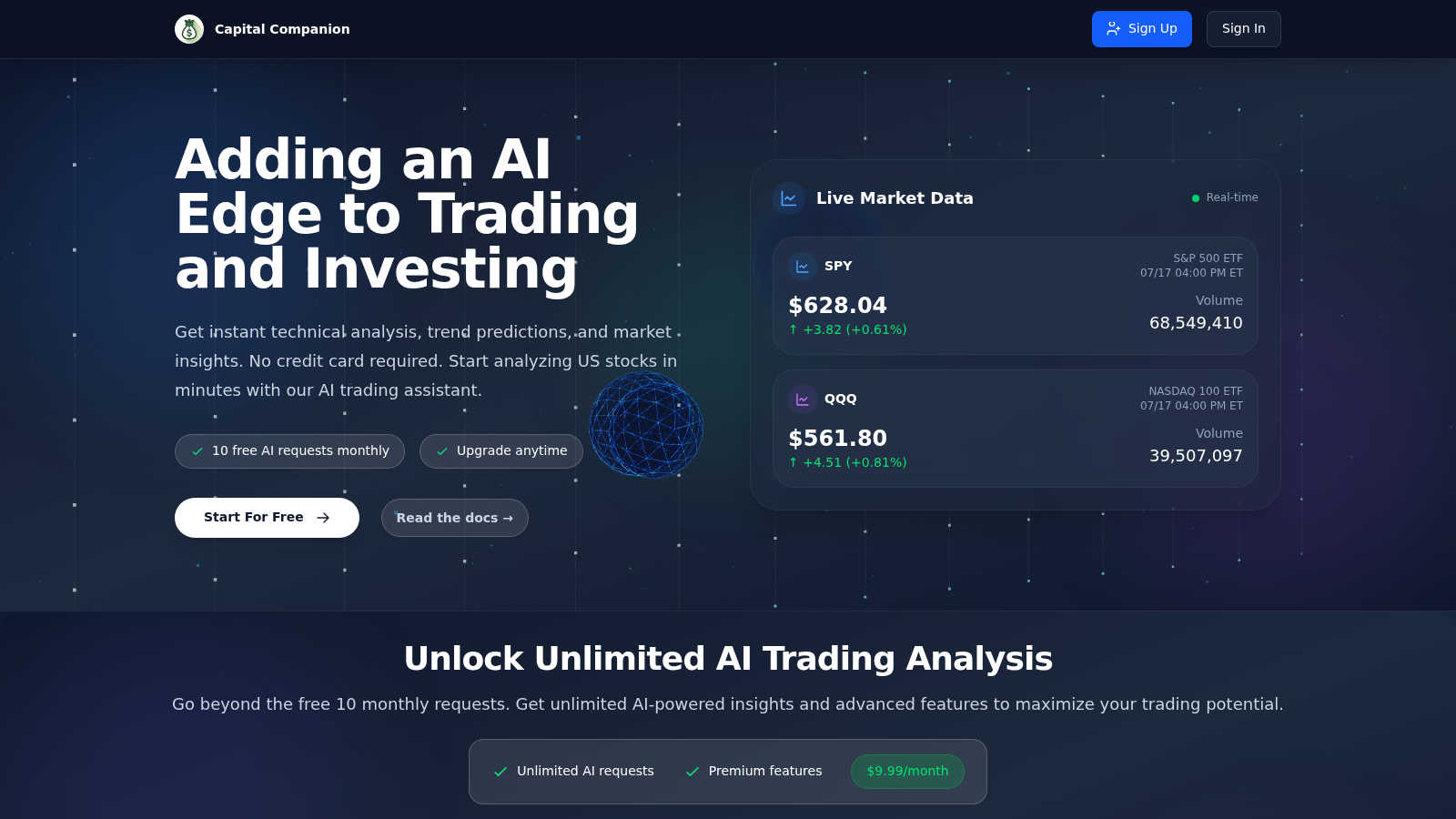 Capital Companion application interface and features