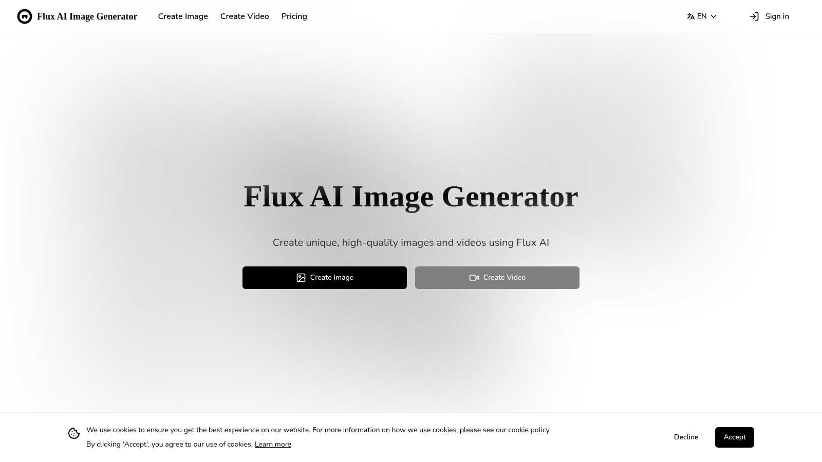 Flux AI Image Generator application interface and features
