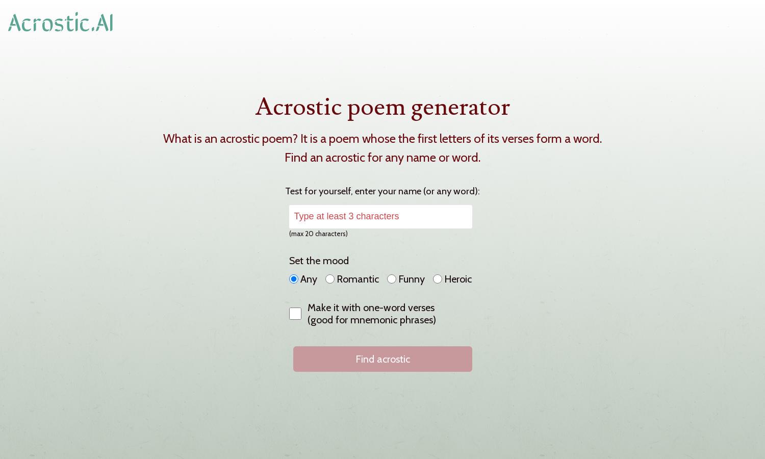 Acrostic.AI Website