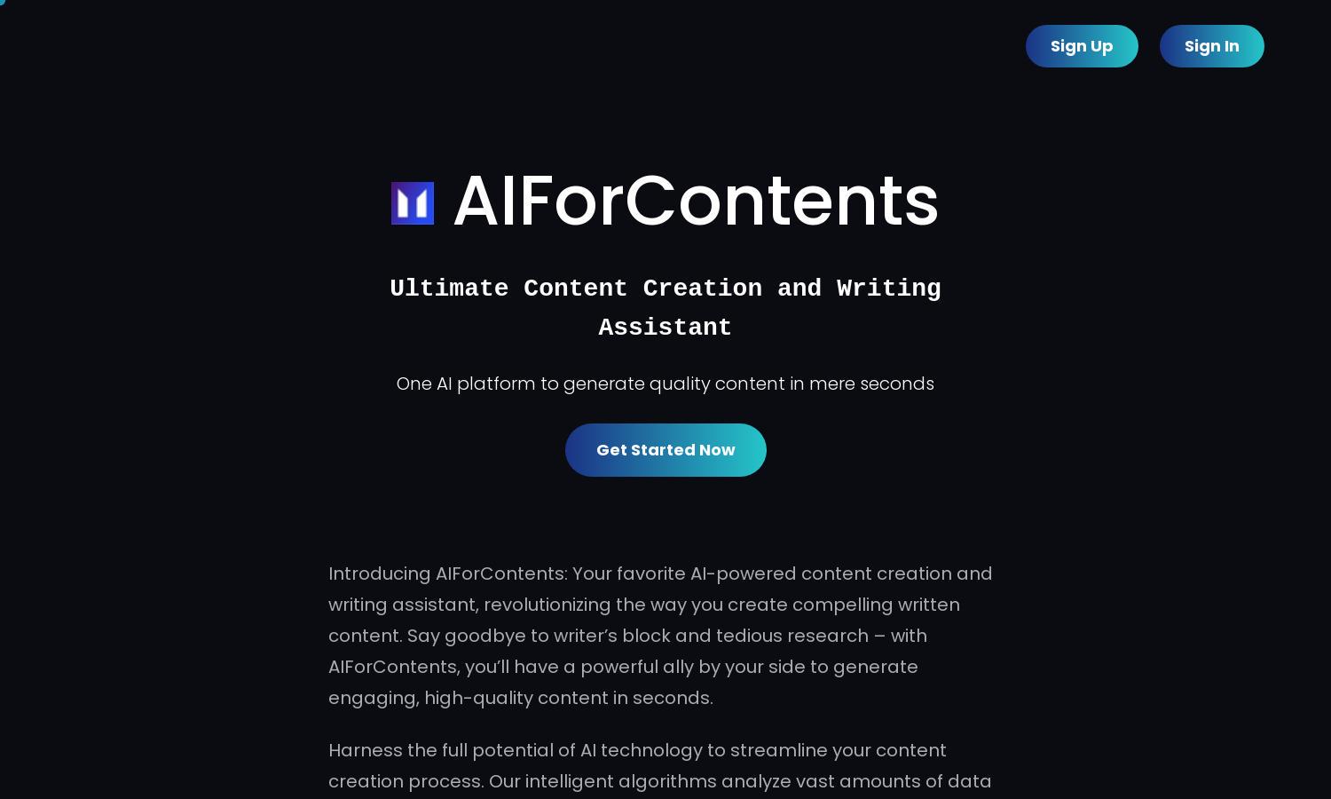 AIForContents Website