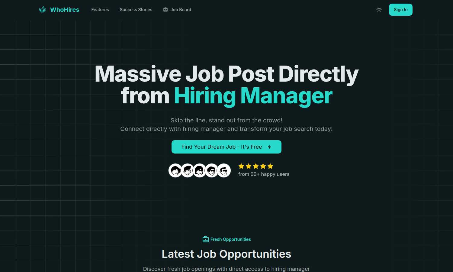 WhoHires application interface and features