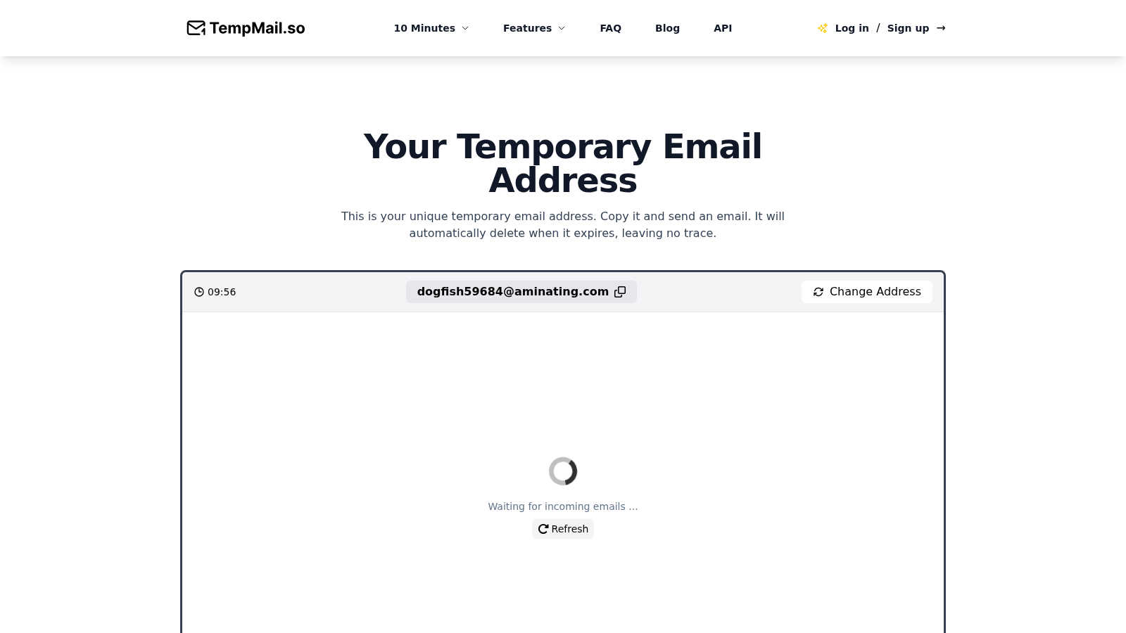 TempMail.so application interface and features