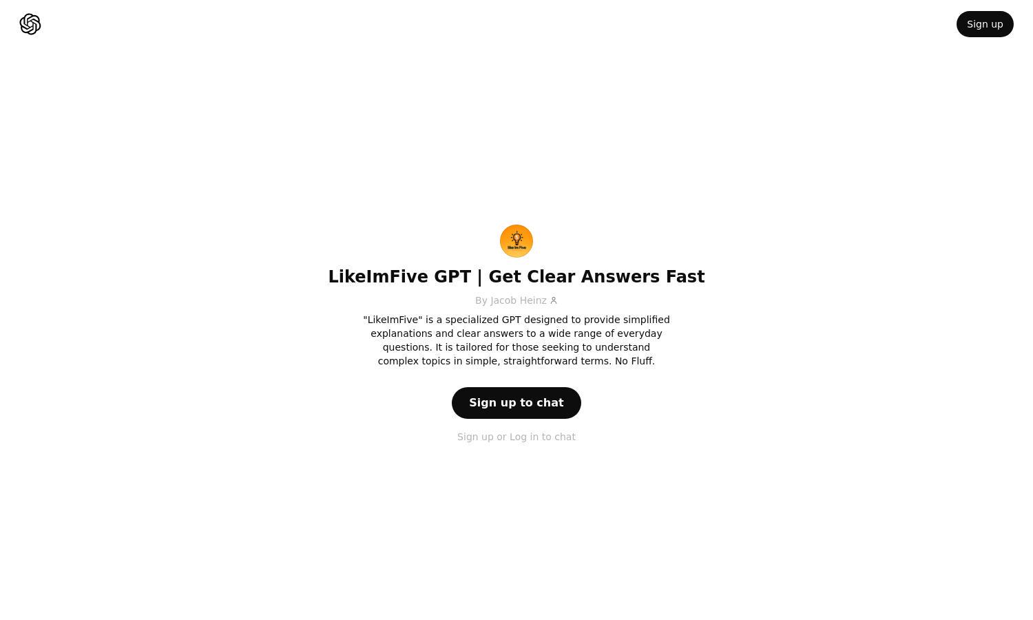 ChatGPT - LikeImFive GPT | Get Clear Answers Fast Website