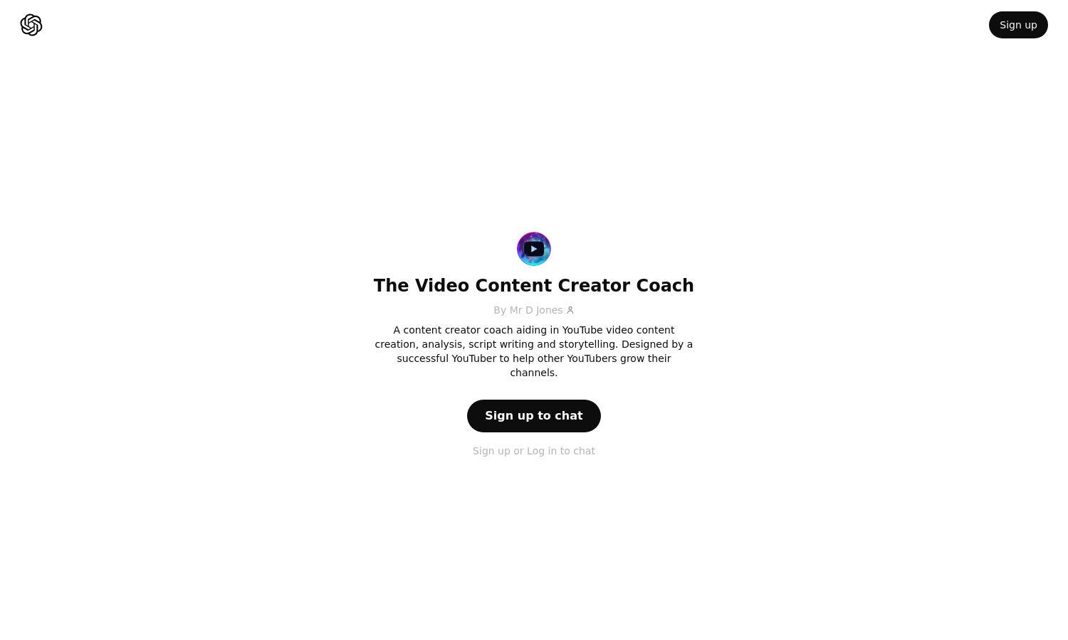 ChatGPT - The Video Content Creator Coach Website