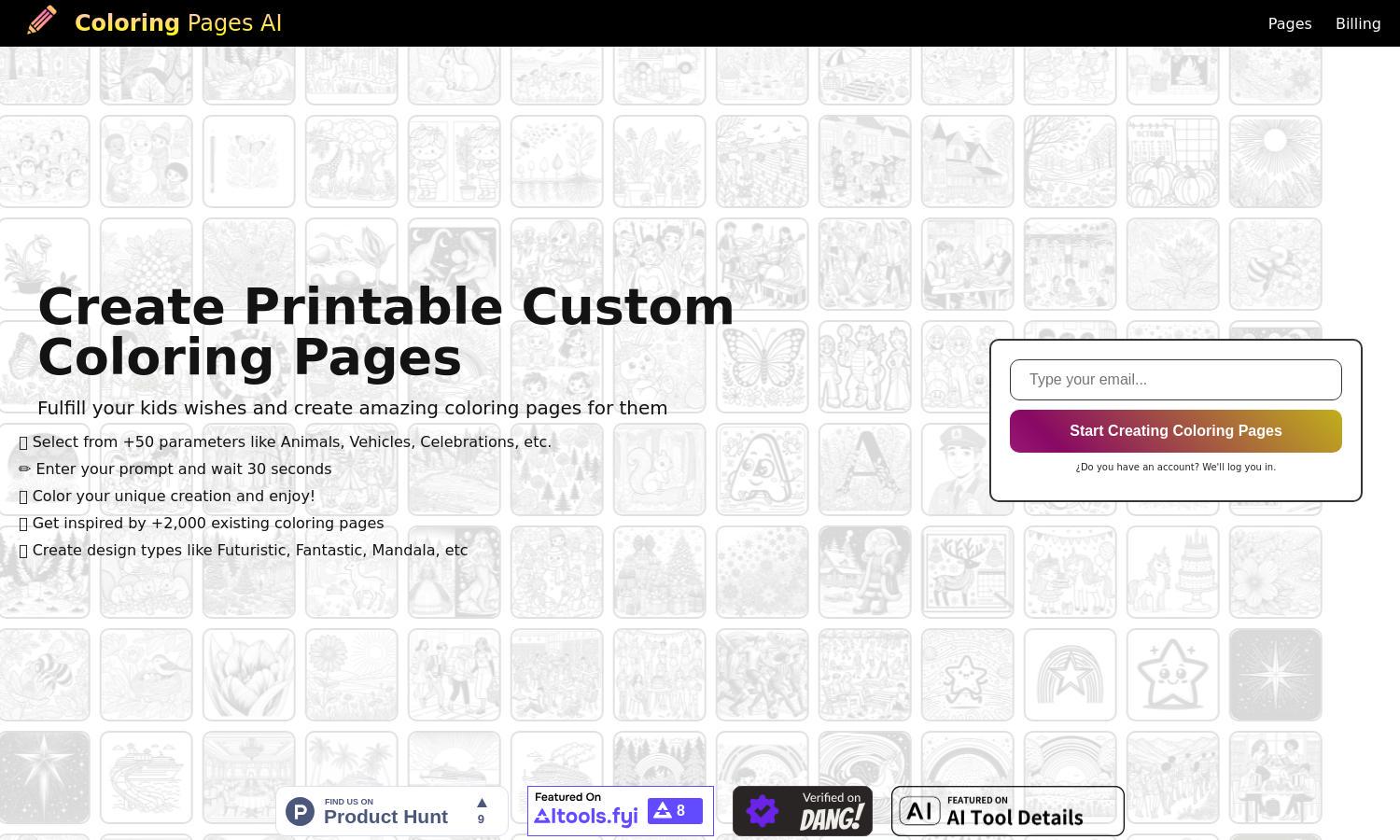 Coloring Pages AI Website