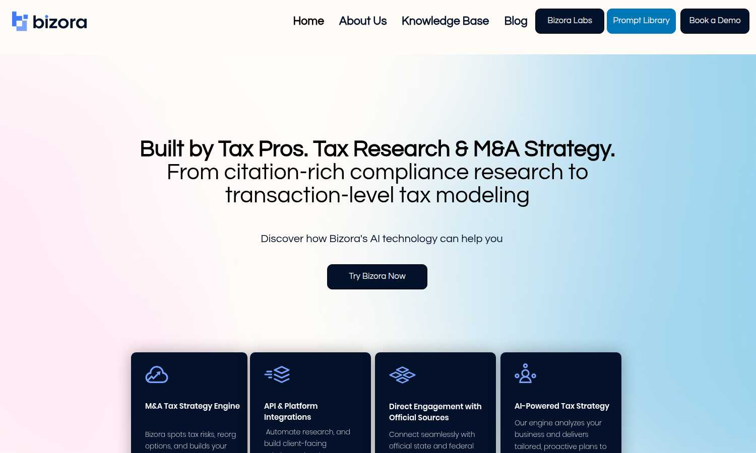 Bizora application interface and features