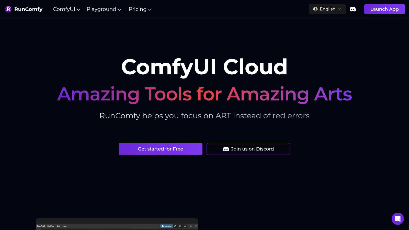 RunComfy application interface and features