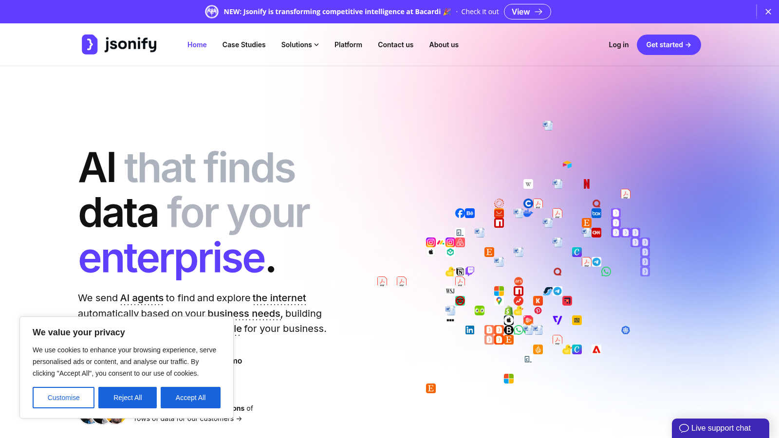 Jsonify application interface and features