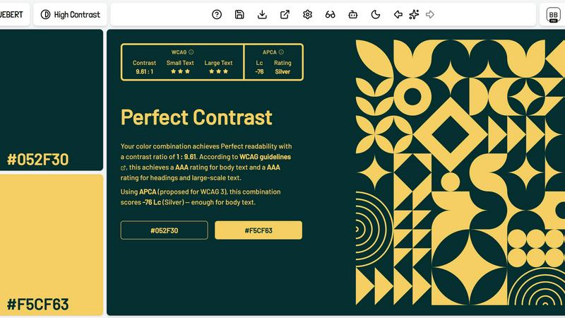 Huebert application interface and features
