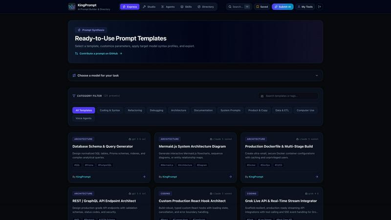 Kingprompt application interface and features
