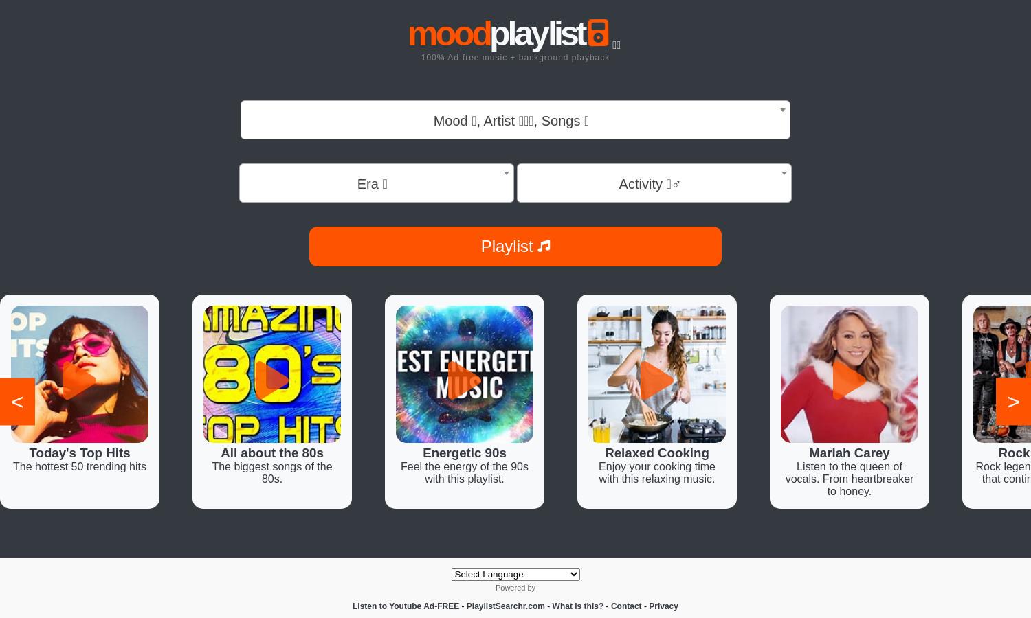 MOODPlaylist Website