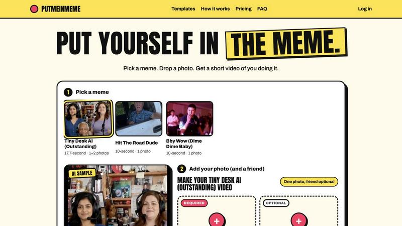 PutMeInMeme application interface and features