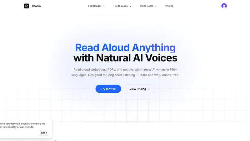 Readio application interface and features