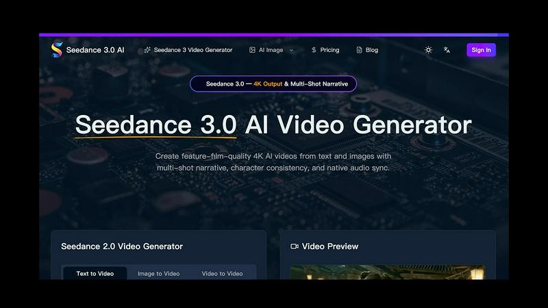 Seedance 3.0 AI application interface and features