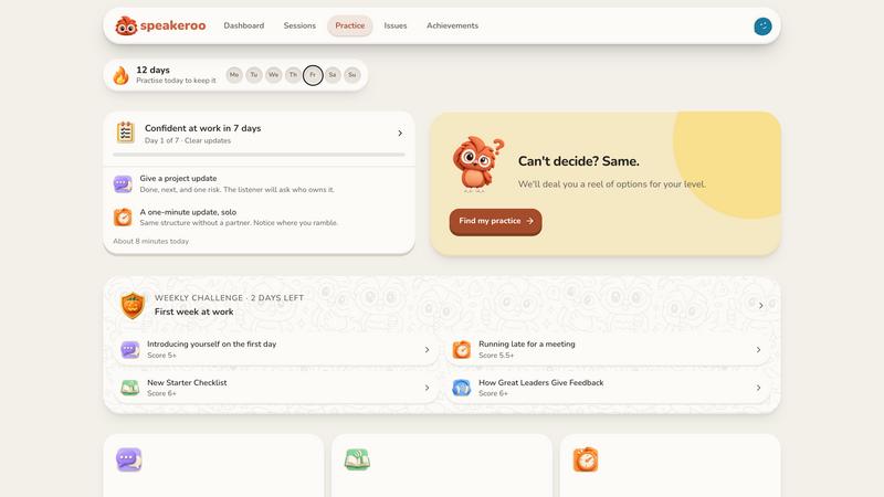 Speakeroo application interface and features