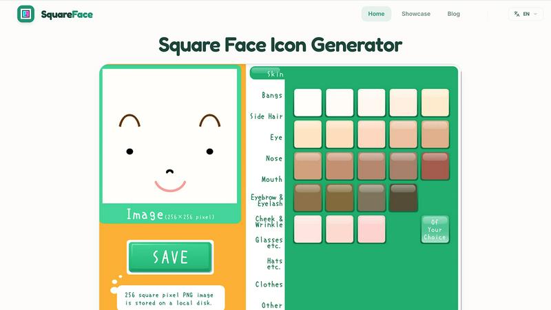Square Face Generator application interface and features