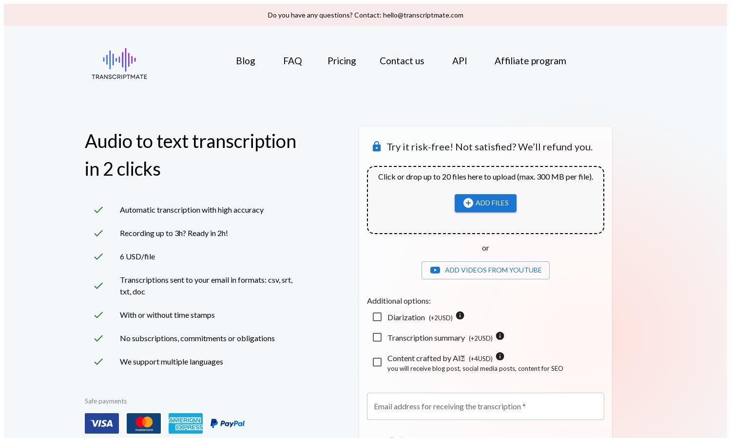 Transcriptmate Website