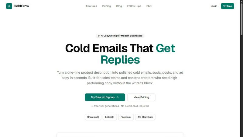 ColdCrow application interface and features