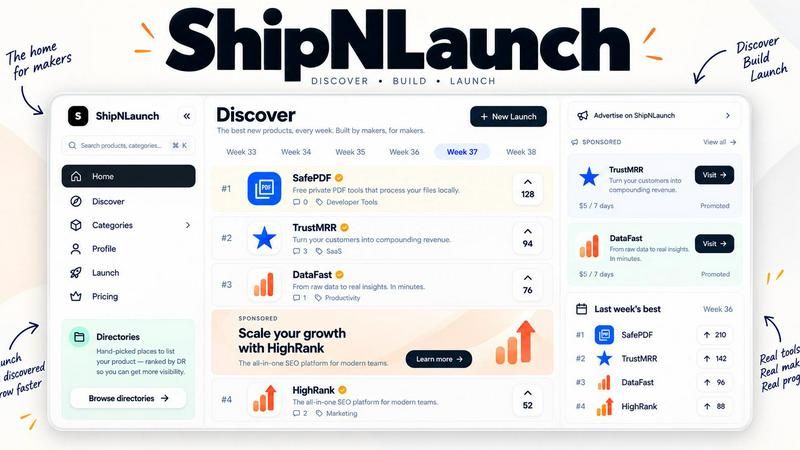 ShipNLaunch application interface and features