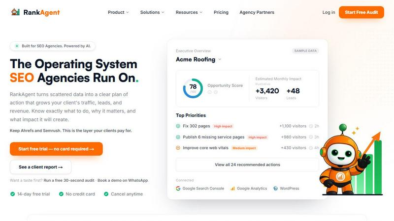 RankAgent application interface and features