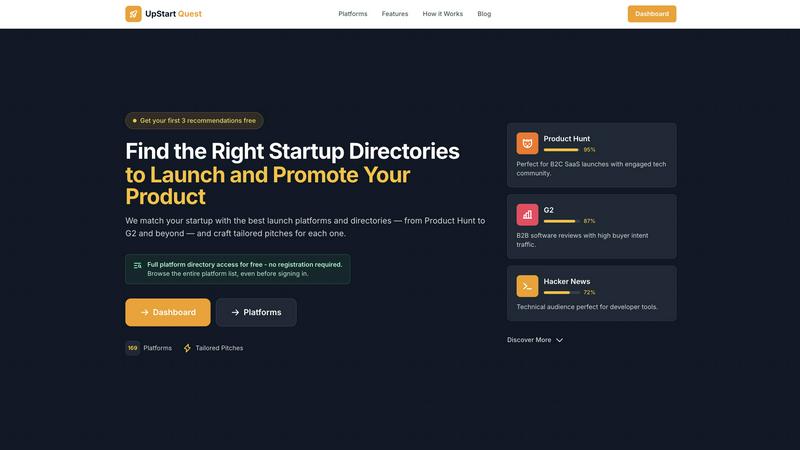 UpStart application interface and features